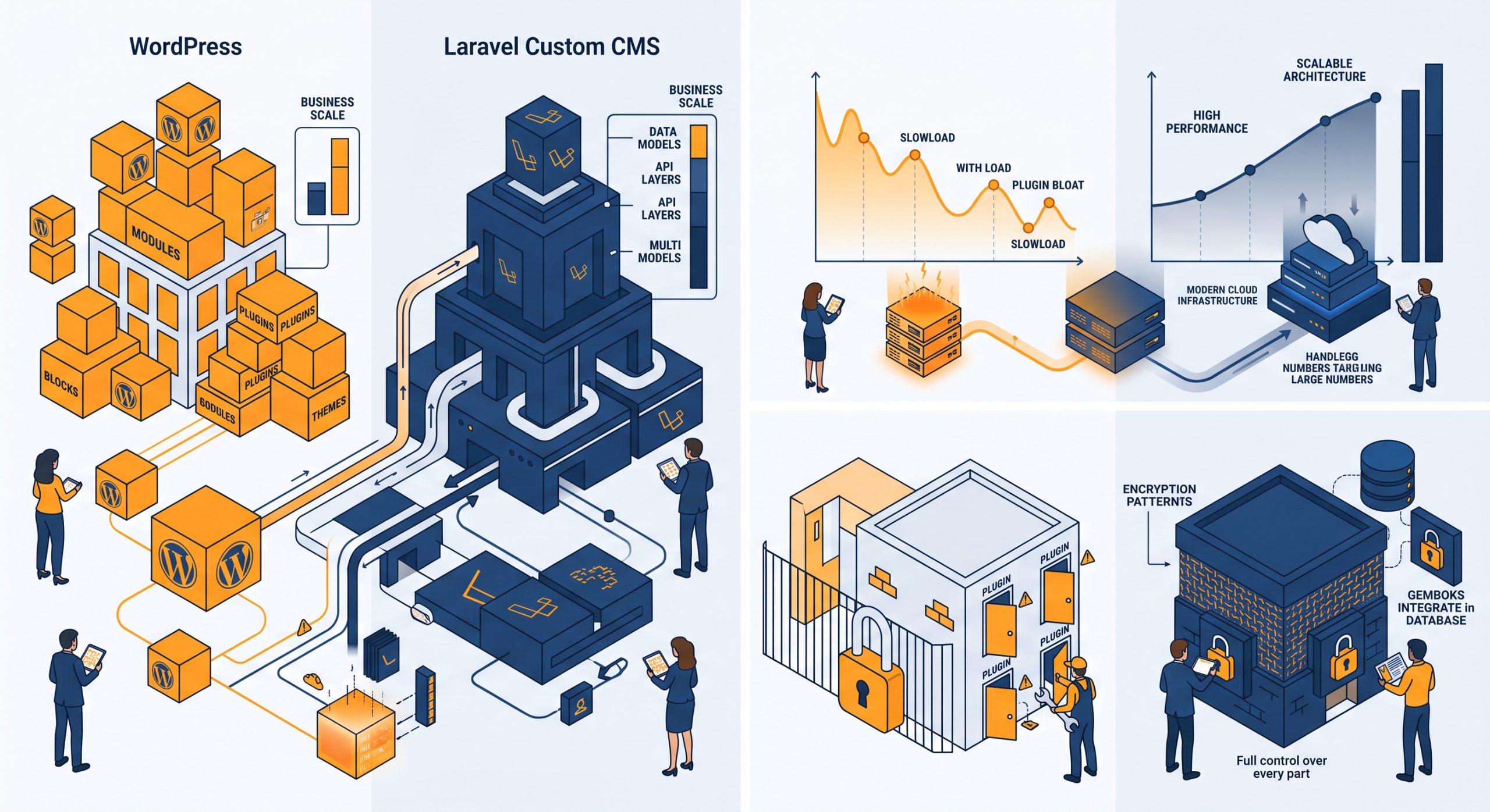 Arsitektur Web Skala Bisnis: Custom CMS (Laravel) vs WordPress, Mana yang Terbaik?